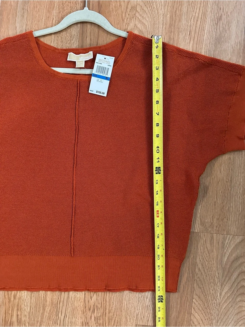 Michael Kors Short-Sleeve Knit Top in Rust Orange